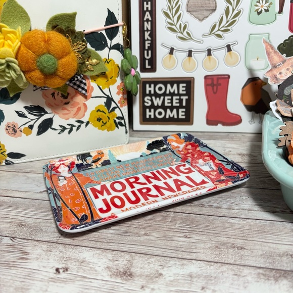 Vintage Morning Journal Newspaper Trinket Dish Tray Made In Italy Art Nouveau - Picture 8 of 8